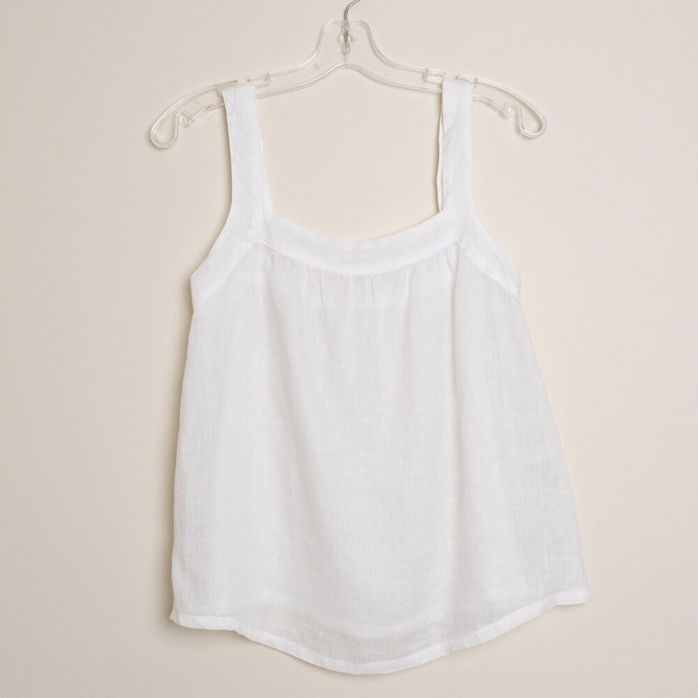 CP Shades Linen Square Neck Top Cami Blouse White
